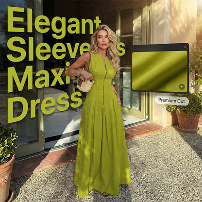 Vestido Maxi A-Line sin mangas con cremallera