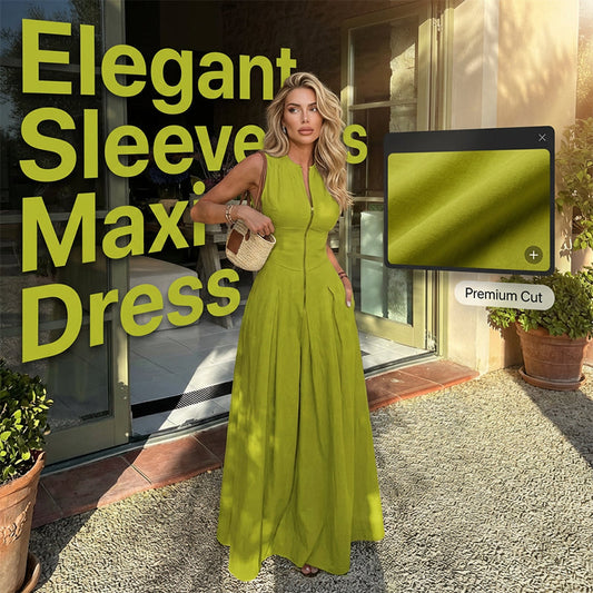 Vestido Maxi A-Line sin mangas con cremallera