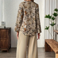 Set de blusa floral de dos piezas para mujer y pantalones anchos