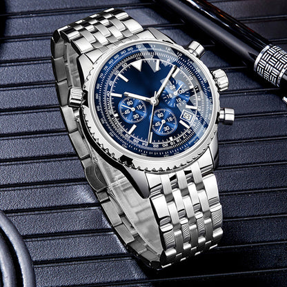 ⌚ ¡40% DE DESCUENTO AHORA! ✨ Reloj clásico multifuncional masculino – Acero inoxidable, cronógrafo y resistente 📅 al agua 30M
