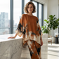 Conjunto de pantalones y top de pierna ancha y estampados abstractos