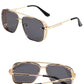 Gafas de sol retro de doble puente con montura metálica para hombres