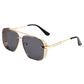 Gafas de sol retro de doble puente con montura metálica para hombres