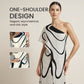📢📢¡30% de descuento! ⏰Vestido Maxi de un solo hombro con estampado abstracto femenino