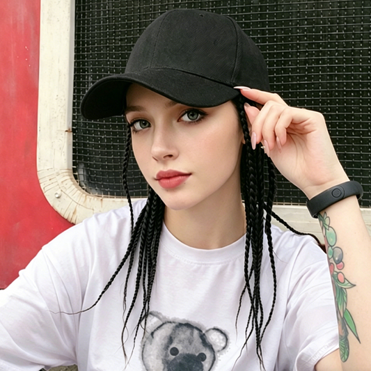Gorra de béisbol con trenzas integradas