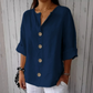 👕 ¡TIEMPO LIMITADO 50% DE DESCUENTO! 💫 Camiseta holgada de botones para mujer – Fácil, transpirable, resistente 🌿 a arrugas