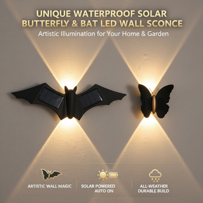 Applique solar impermeable único para mariposas y murciélagos