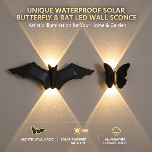 Applique solar impermeable único para mariposas y murciélagos