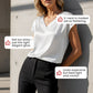 Blusa de satén de escote en V para mujer