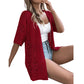 👚 ¡50% DE DESCUENTO AHORA! 🌸 Cárdigan de punto hueco de manga corta para mujer – Pointelle transpirable, ligero y versátil con parte delantera abierta – Imprescindible ☀️ para el verano