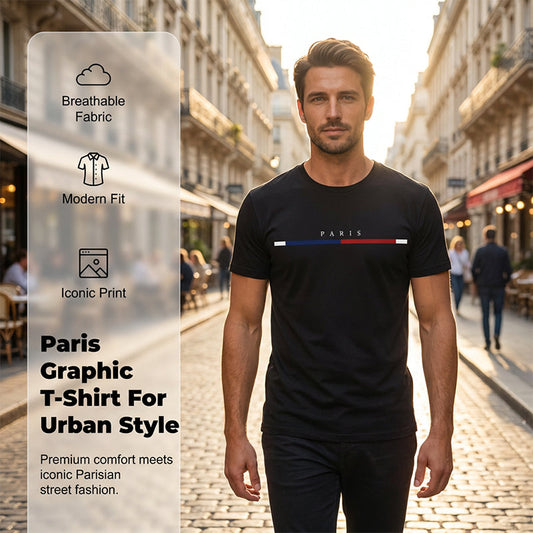 👕 ¡TIEMPO LIMITADO 50% DE DESCUENTO! 🎨 Camiseta minimalista gráfica para hombre (Paris Design) – Tela premium, corte ajustado, estilo ✨ versátil