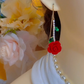 Pendientes Red Rose Threader con tallo de cristal
