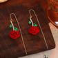 Pendientes Red Rose Threader con tallo de cristal