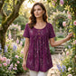 Camiseta de túnica plisada con estampado floral de mujer