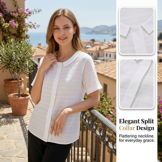 📢📢¡30% DE DESCUENTO! ⏰Camisa de cuello redondeado para mujer de verano