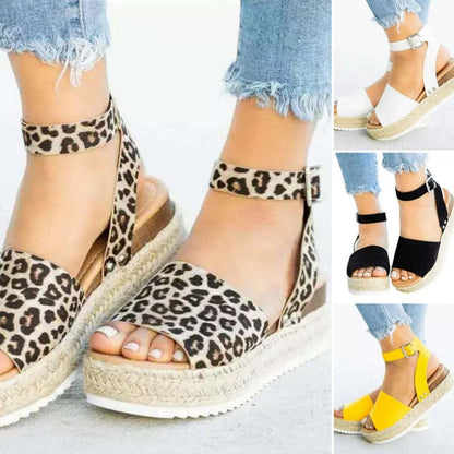 Sandalias de Plataforma para Dama con Estampado de Leopardo
