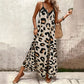 Vestido femenino de tirantes finos con estampado de leopardo