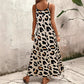 Vestido femenino de tirantes finos con estampado de leopardo