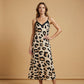 Vestido femenino de tirantes finos con estampado de leopardo