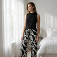 Conjunto de camiseta sin mangas y pantalones estampados de pierna ancha