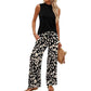 Conjunto de camiseta sin mangas y pantalones estampados de pierna ancha