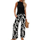 Conjunto de camiseta sin mangas y pantalones estampados de pierna ancha