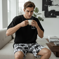 📢📢¡40% DE DESCUENTO! ⏰Set de camiseta y pantalones cortos de dos piezas con estampado masculino