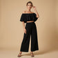 👑30 días sin motivo de reembolso👑Conjunto elegante de top con volantes descubiertos y pantalones de pierna ancha