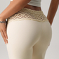 Pantalones de cintura alta acampanados para mujer con cintura de encaje