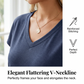 Camiseta casual de cuello en V y manga corta para mujer