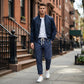Pantalones casuales de lino mezclado a rayas para hombre