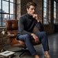 Pantalones casuales de lino mezclado a rayas para hombre
