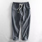 Pantalones casuales de lino mezclado a rayas para hombre