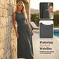 Vestido femenino elegante de cintura fruncida con bolsillos