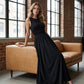 Vestido femenino elegante de cintura fruncida con bolsillos