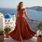 Vestido femenino elegante de cintura fruncida con bolsillos