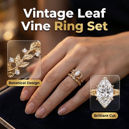 Anillo de vid de hoja inspirado en lo vintage
