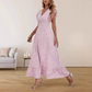 👗 ¡50% de descuento AHORA! 🌿 Vestido largo de mujer con escote en V y smock – Cintura alta y mangas aleteadas – Falda larga y fluida – Vestido 💃 ligero de fiesta de verano