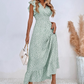 👗 ¡50% de descuento AHORA! 🌿 Vestido largo de mujer con escote en V y smock – Cintura alta y mangas aleteadas – Falda larga y fluida – Vestido 💃 ligero de fiesta de verano