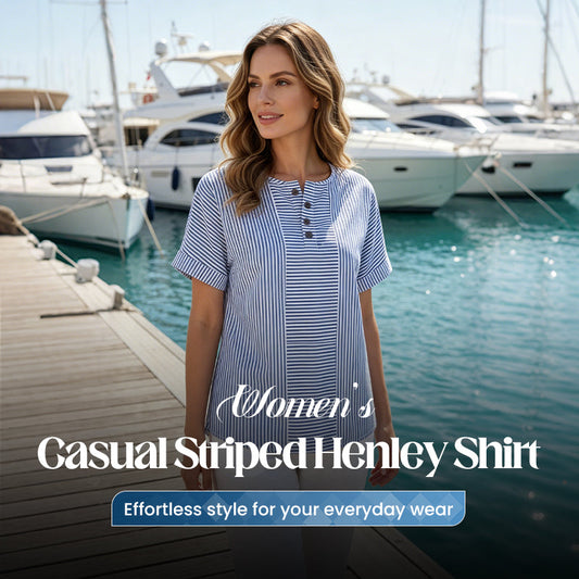 📢📢¡50% de descuento! ⏰Camisa Henley de rayas casual para mujer