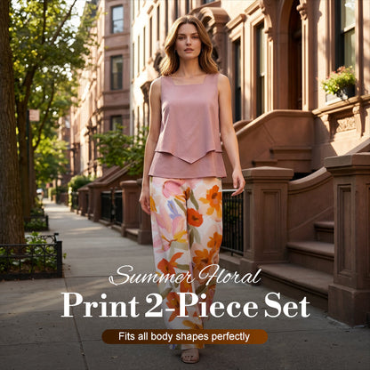 Set de dos piezas con estampado floral de verano para mujer