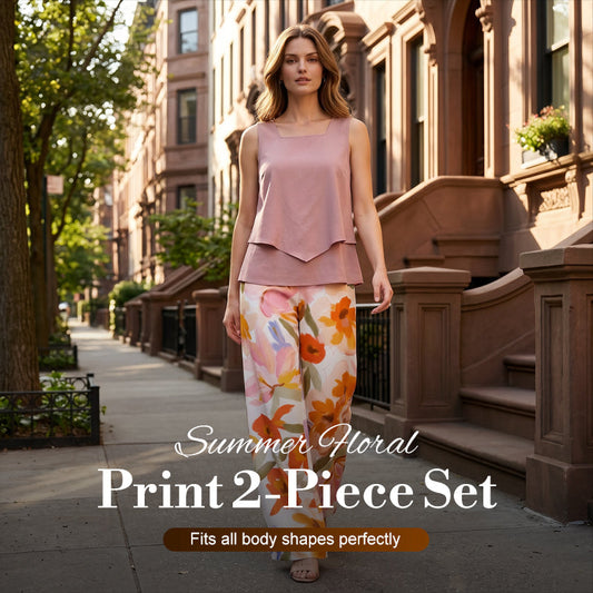 Set de dos piezas con estampado floral de verano para mujer