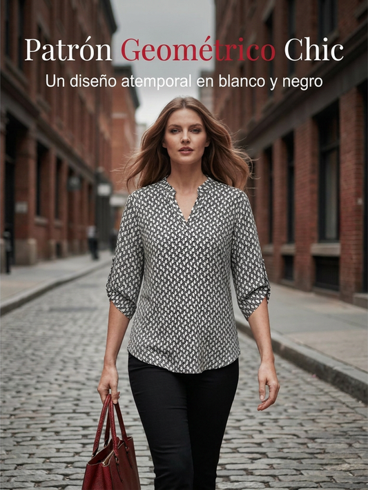 ⏰🔥 ¡50% DE DESCUENTO POR TIEMPO LIMITADO! 👚✨ Blusa de Mujer con Cuello en V – Estilo Geométrico, Cómoda y Elegante 💖🌿