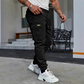 Pantalones de carga casuales con cordón para hombre