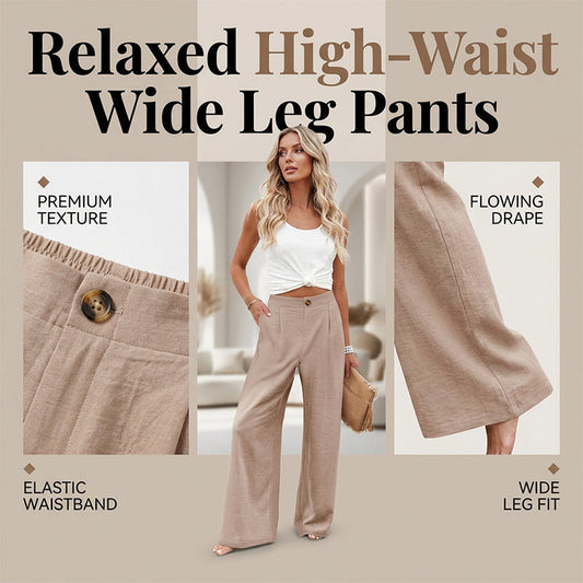 Pantalones casuales de cintura ancha y cintura ancha para mujer
