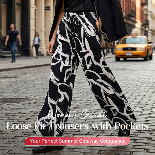 Pantalón informal de corte holgado para mujer con bolsillos