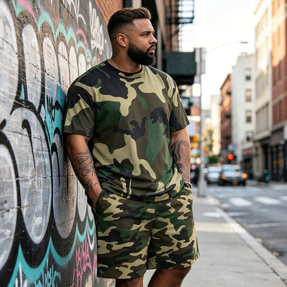 👕¡50% DESCUENTO!🩳Conjunto de Camiseta y Shorts de Camuflaje para Hombre – Coordinado, Relajado y Transpirable 🌿