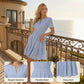 Vestido mini de manga corta y escaleras para mujer