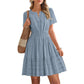 Vestido mini de manga corta y escaleras para mujer