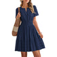 Vestido mini de manga corta y escaleras para mujer